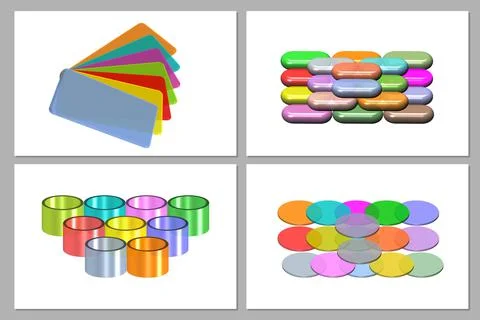 3D illustration of colorful plastic samples Stock Illustration