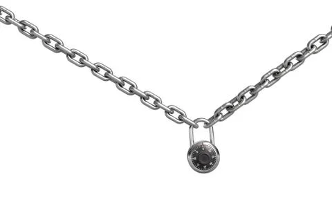 3d illustration of combination padlock on chain isolated on white Stock Illustration