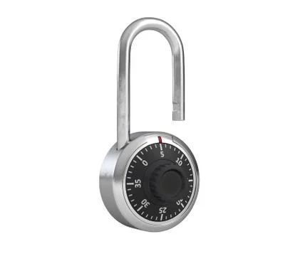 3D illustration of Combination Padlock is opened and isolated on white. Stock Illustration