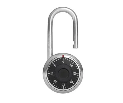 3D illustration of Combination Padlock is opened and isolated on white. Stock Illustration