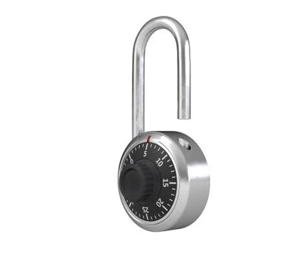 3D illustration of Combination Padlock is opened and isolated on white. Stock Illustration
