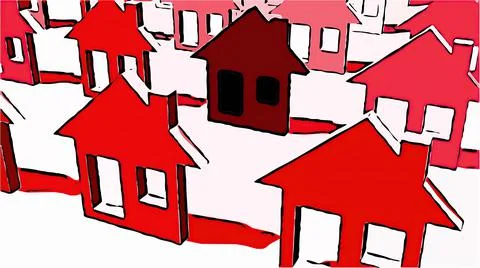 3d illustration in comic style - Burning home icon in flames Stock Illustration