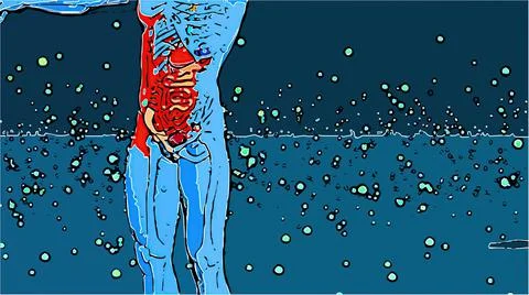 3d illustration in comic style - Immunity Against Diseases with particle Stock Illustration