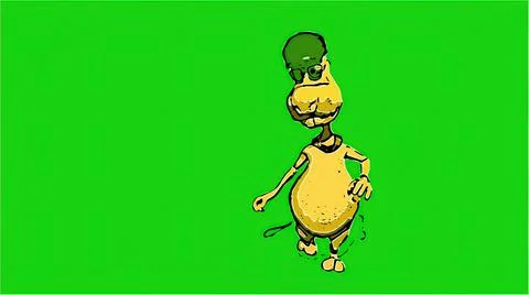 3d illustration in comic style -  puppet pose  on green screen Stock Illustration