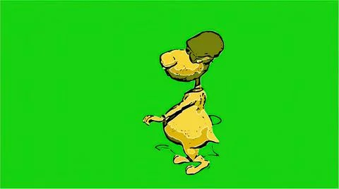 3d illustration in comic style -  puppet pose  on green screen 스톡 일러스트