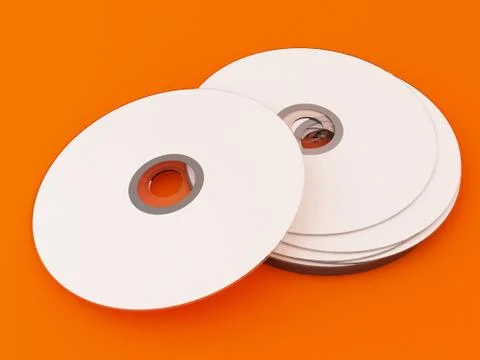 3D Illustration of Compact discs on color background Illustrazione stock