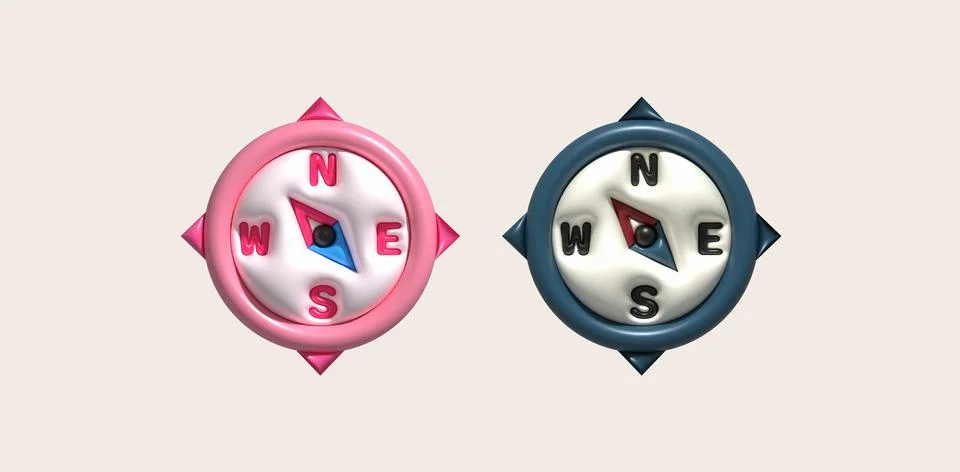 3D illustration. Compass tool. Navigation device. Compass object for naviga.. Stock Illustration
