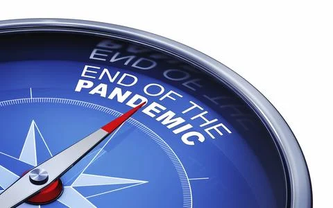 3D illustration of an compass with the words ent of the pandemic Stock Illustration