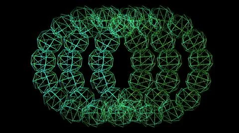 3D illustration - Complex abstract wire frame shape  in black space. Stock Illustration