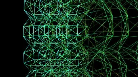 3D illustration - Complex abstract wire frame shape  in black space. Stock Illustration