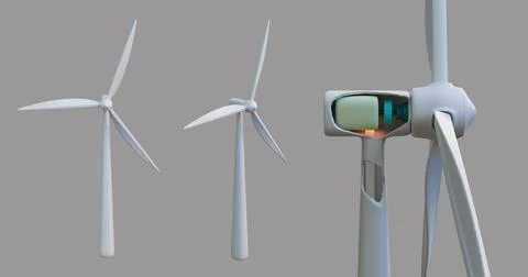 3d illustration composition, internality, device, mechanism, windmill creati Stock Illustration