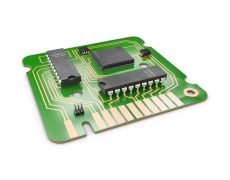 3d Illustration of Computer chip and transistor. Design of computer chip with Stock Illustration