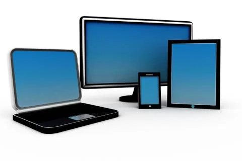 3d illustration of computer devices. Stock Illustration