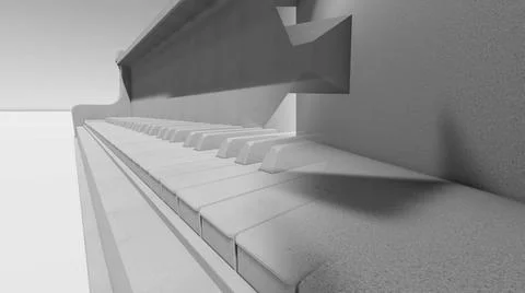 3D illustration - Computer generated piano keys and  abstract concrete shape. イラスト素材
