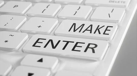 3d illustration of a computer keyboard with enter and make keys Stock Illustration