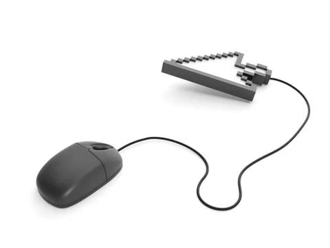 3d illustration: computer mouse and cursor Stock Illustration