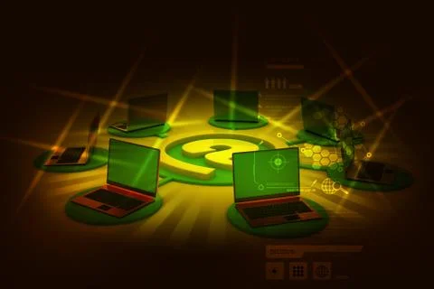 3d illustration of Computer network Illustrazione stock