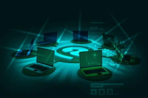 3d illustration of Computer network イラスト素材