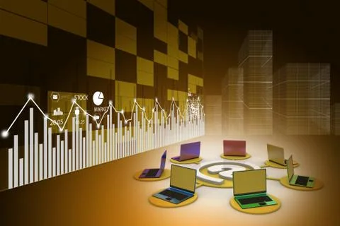 3d illustration of Computer network Stock Illustration