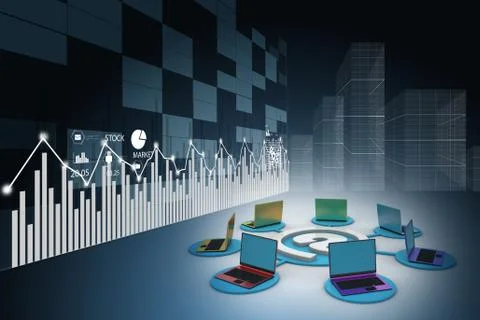 3d illustration of Computer network Illustrazione stock