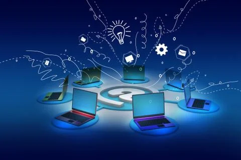 3d illustration of Computer network Stock Illustration