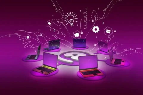 3d illustration of Computer network イラスト素材