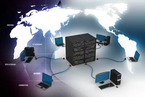 3d illustration of Computer Networking Illustrazione stock