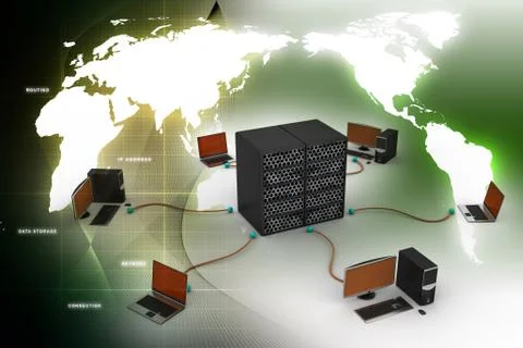 3d illustration of Computer Networking Stock Illustration