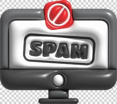 3D illustration. Computer spam virus message notification. Spam pop-up warnin Illustrazione stock