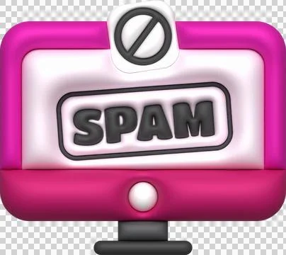 3D illustration. Computer spam virus message notification. Spam pop-up warnin 스톡 일러스트