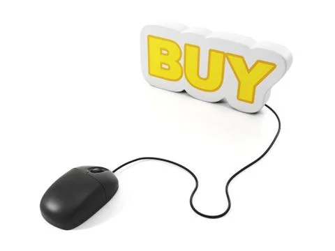 3d illustration of computer technologies. buying over the internet, a compute Stock Illustration