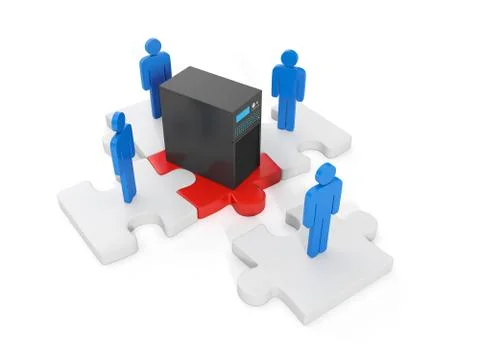 3d illustration of computer technologies. the concept of compound l Stock Illustration