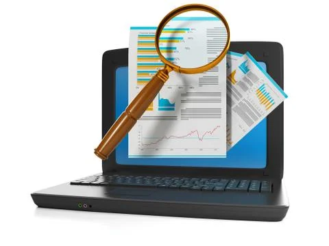 3d illustration of computer technologies. search for the file on the internet Stock Illustration