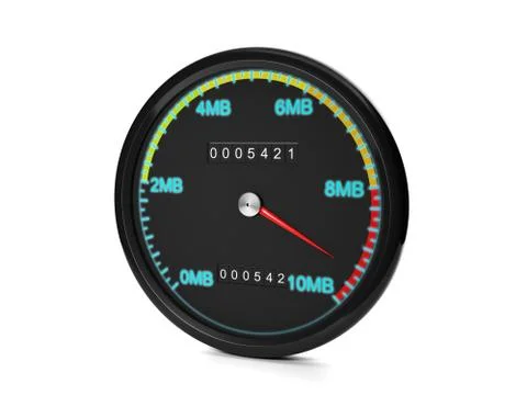 3d illustration of computer technologies. speedometer measures the speed of t Stock Illustration