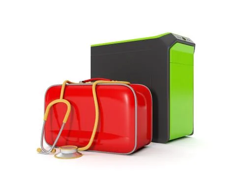 3d illustration of computer technology computer repair. Stock Illustration