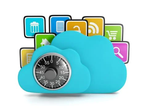 3d illustration: computer technology internet. cloud computer icons, informat Stock Illustration
