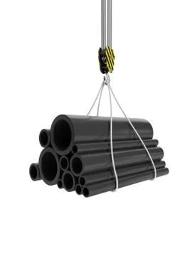 3d illustration: construction materials. the hook of the crane, and the group Stock Illustration