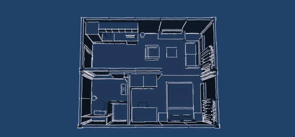3d illustration of a container building Ilustración de archivo