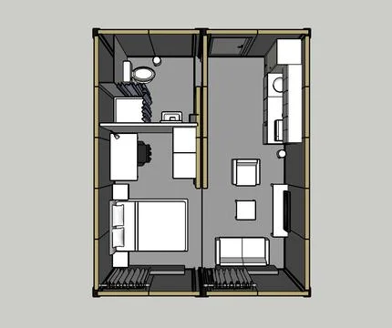 3d illustration of a container building plan Ilustración de archivo