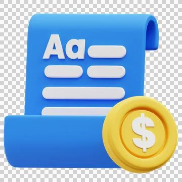 3D Illustration of Content Monetization with Scroll and Dollar Coin Icon Stock Illustration