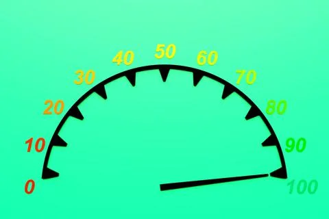3d illustration  control panel icon with indicator 100 . Normal risk concept  Stock Illustration