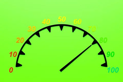 3d illustration  control panel icon with indicator 80 . Normal risk concept o Stock Illustration