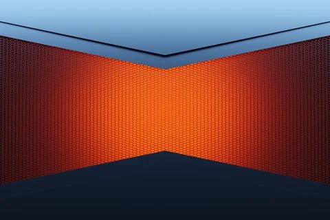 3D illustration corner of a rectangular room made of orange honeycomb. black, Stock Photos