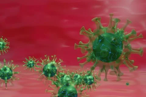 3D illustration of corona virus in a cluster medical outbreak emergency Pandemic Stock Illustration