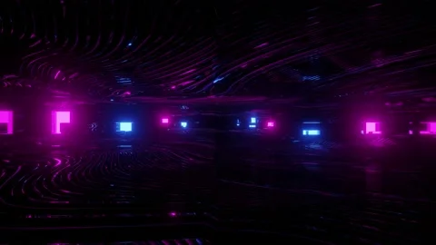 3D illustration of corridor with shiny neon lights Stock Footage 149155752