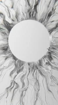 3D illustration of countless short threads forming a round frame. Stock Illustration