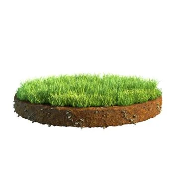 3d illustration of cross section of ground with grass isolated on white Stock Illustration