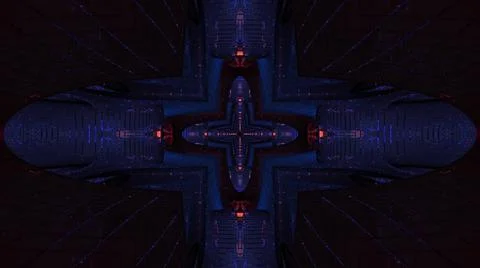 3D illustration of a cross shaped pattern in blue and red Stock Illustration