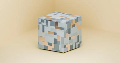 3D illustration of a cube with a mosaic-like texture Illustrazione stock