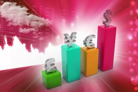 3d illustration of Currency graph Stock Illustration